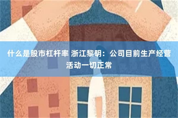 什么是股市杠杆率 浙江黎明：公司目前生产经营活动一切正常