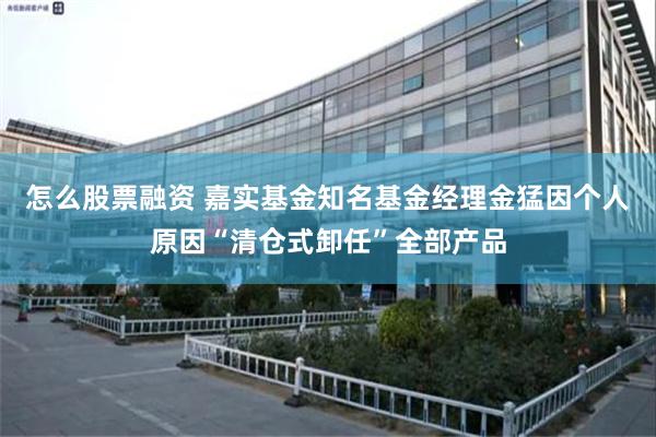 怎么股票融资 嘉实基金知名基金经理金猛因个人原因“清仓式卸任”全部产品