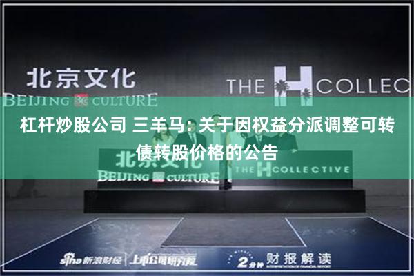 杠杆炒股公司 三羊马: 关于因权益分派调整可转债转股价格的公告