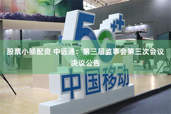 股票小额配资 中远通：第三届监事会第三次会议决议公告