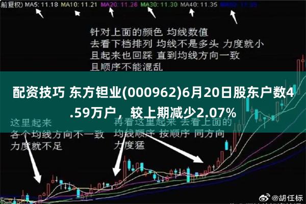 配资技巧 东方钽业(000962)6月20日股东户数4.59万户,较上期减少2.07%