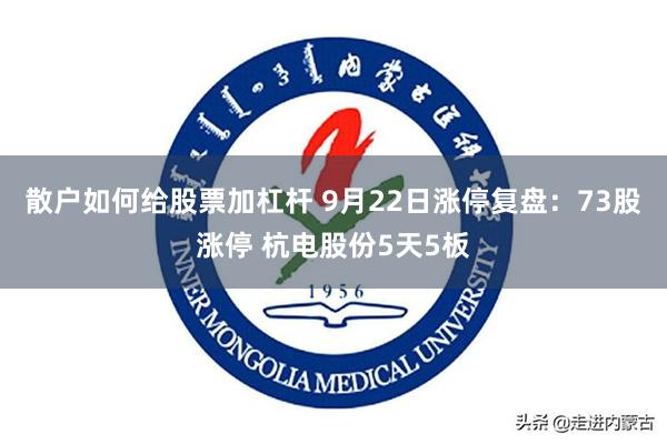 散户如何给股票加杠杆 9月22日涨停复盘：73股涨停 杭电股份5天5板