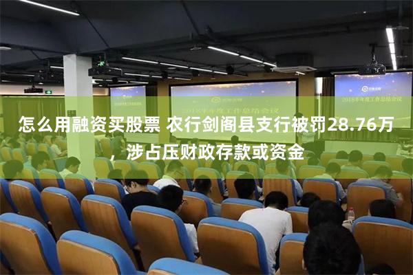 怎么用融资买股票 农行剑阁县支行被罚28.76万，涉占压财政存款或资金