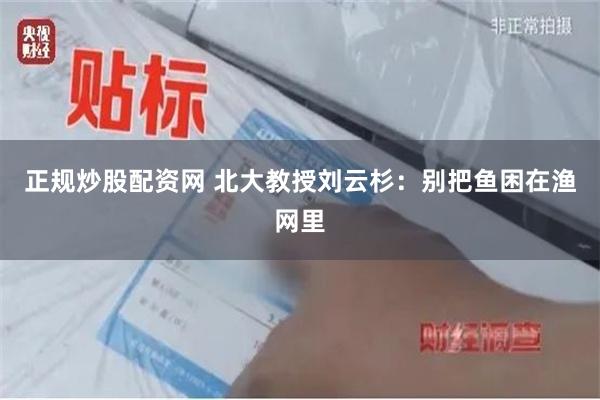 正规炒股配资网 北大教授刘云杉：别把鱼困在渔网里