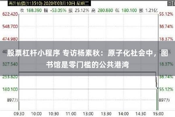 股票杠杆小程序 专访杨素秋：原子化社会中，图书馆是零门槛的公共港湾