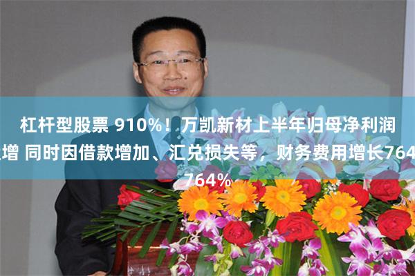 杠杆型股票 910%！万凯新材上半年归母净利润猛增 同时因借款增加、汇兑损失等，财务费用增长764%