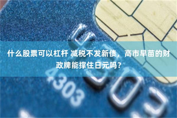 什么股票可以杠杆 减税不发新债,高市早苗的财政牌能撑住日元吗?